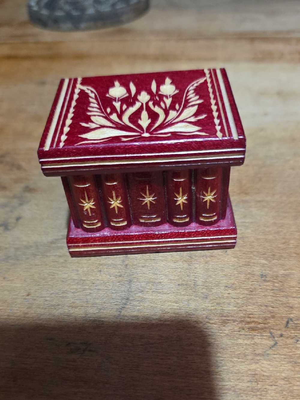 Puzzle Box - Handcrafted Red & Cream Decorative Jewelry Box